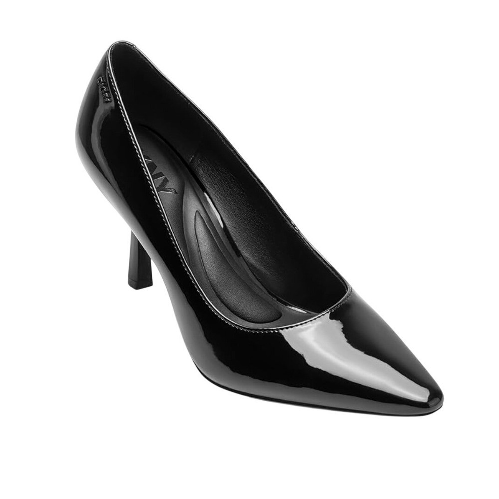 NEW DKNY Natrona Mid Pump Black Womens Size 9 40 Patent Leather Pointed Toe Heel